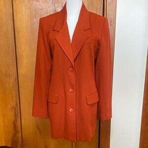 David Benjamin Dark Orange Tailored Blazer Jacket 3 Button Layers Preppy Regency
